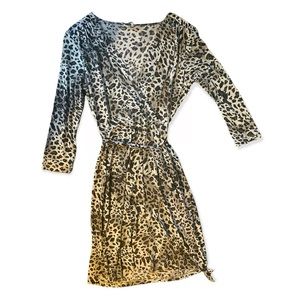 ELLEN TRACY Faux Leopard Print Wrap Dress NWT Size M